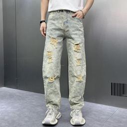 限時價 破洞牛仔褲男九分褲韓版潮流百搭膝蓋刮爛休閑修身小腳乞丐褲9分 單寧牛仔褲 牛仔破褲 破洞牛仔-毛毛男裝 歷史價格詳細信息