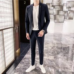 西裝男 條紋西裝外套 西服套裝男士三件套商務宴會休閒小西裝外套韓版修身正裝結婚禮服 男士衣著  　　  全臺最-潮男服飾 歷史價格詳細信息