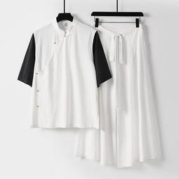 男士休閒套裝 亞麻短袖 男士夏季冰絲感T恤 寬鬆棉麻短袖 民族風上衣潮 寬鬆短袖短褲兩件套 歷史價格詳細信息