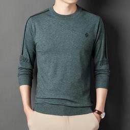 春秋季薄款男士長袖恤男長圓領印花潮流秋衣大碼打底衫男士長袖T男性衣服上衣T恤男裝休閒服裝-正正男裝 歷史價格詳細信息