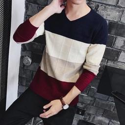 春夏新款男式V領短袖T恤 潮男韓版V領男士V領T恤男裝男性衣服上衣T恤男裝休閒服裝-正正男裝 歷史價格詳細信息