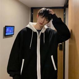 男士外套 秋冬外套男 春秋款假兩件夾克外套男女情侶款寬松休閑連帽防風棒球服上衣外穿 歷史價格詳細信息