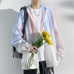 夏季潮牌防曬衣男拼色連帽拼接休閑帥氣防曬服外套戶外防紫外線衫-zero潮流屋 歷史價格詳細信息
