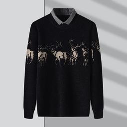襯衫圓領毛衣男 3色M3XL 秋季假兩件條紋毛衣 韓版潮流休閒假兩件針織衫 時尚套頭打底上衣 歷史價格詳細信息