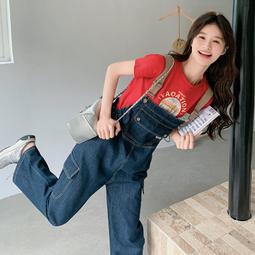 牛仔背帶褲女夏美式復古減齡顯瘦寬鬆直筒鹽系工裝闊腿拖地連體褲 歷史價格詳細信息
