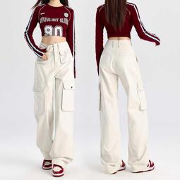 【好康】牛仔闊腿褲子褲口豎條拼接女休閒鬆緊腰闊腿褲棉簡約基礎工裝港風 歷史價格詳細信息