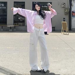 【好康】美式高街寬鬆闊腿工裝褲女夏季ins顯瘦休閒百搭街舞直筒拖地長褲 歷史價格詳細信息