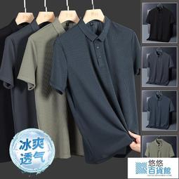 翻領短袖男 短袖POLO衫 速乾POLO衫 輕奢彈力冰絲polo衫男短袖夏韓版潮流時尚寬鬆冰感保羅衫上衣-22號穿搭 歷史價格詳細信息