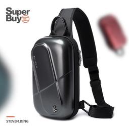 【BANGE】大容量立體幾何USB充電設計防水胸背包/斜背包/側背包/單肩包(黑色) 歷史價格詳細信息