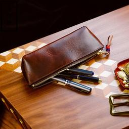 『皮皮創』原創設計手作真皮筆袋。簡約復古頭層植鞣牛皮化妝品收納包 多用途萬能各種小物真皮手拿包 歷史價格詳細信息