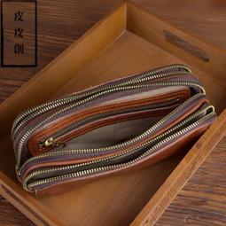 原創手工拉鏈錢包短款男士真皮頭層牛皮瘋馬皮簡約復古薄款錢夾,特價新店促銷 歷史價格詳細信息