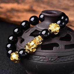 天然黑曜石轉運珠手鏈女款金曜石護身佛珠手串七夕禮物 歷史價格詳細信息