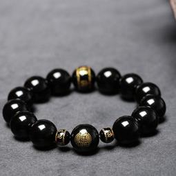 烏金黑曜石手串女天然彩虹眼黑曜石手錬男純素珠轉運情侶佛珠禮物 歷史價格詳細信息