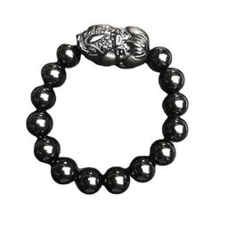 黑曜石手鏈純天然黑曜石彩虹眼金曜石貔恘男款霸氣男女款佛珠手鏈-特價 歷史價格詳細信息