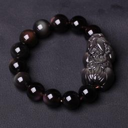 天然黑曜石貔貅手鏈男高端和田玉貔咻招財金曜石五路財神佛珠送禮 歷史價格詳細信息