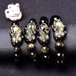 佛珠手串 天然佛珠節高水晶批發 天然黑曜石冰種貔貅手鏈 配虎眼石男女款手串 歷史價格詳細信息