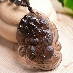 天然冰種黑曜石吊墜男女屬兔文殊普賢菩薩虎本命佛hu身本命年項鏈 歷史價格詳細信息