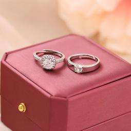 結婚戒指一對仿真對戒鑽戒活口扭臂女戒求婚結婚拍照道具送女友 歷史價格詳細信息