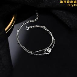 莫比烏斯環雙環鈴鐺銀手鐲女純銀實心小眾設計年輕款99足銀鐲子-鴻運飾品 歷史價格詳細信息