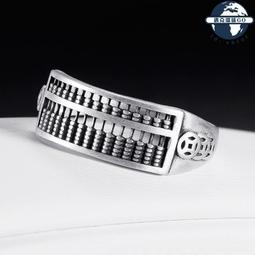 純銀算盤戒指男輕奢高級感小眾食指戒指復古個性配飾可調節戒子女-鴻運飾品 歷史價格詳細信息