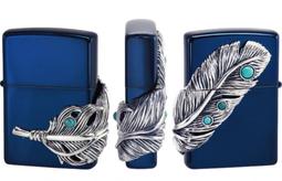 ZIPPO 綠松石金屬羽毛(銀色)防風打火機 日本設計 ZA-5-161B 歷史價格詳細信息