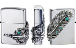 ZIPPO 綠松石金屬羽毛(銀色)防風打火機 日本設計 ZA-5-161B 歷史價格詳細信息