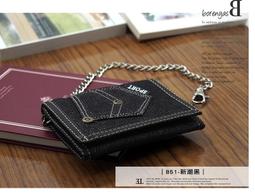 牛仔皮夾 率性牛仔風格三折皮夾 多層格設計 附腰鍊/褲鍊配件系列 柒彩年代【NW414】牛仔單品 歷史價格詳細信息