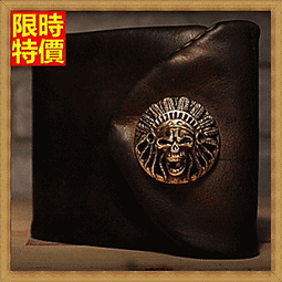 【男短夾】骷髏頭短夾(黑色) 皮夾 短夾 卡夾 零錢包 男皮夾 100%真皮革C1211586244 歷史價格詳細信息