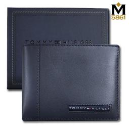 【Tommy】Tommy Hilfiger 男皮夾 牛皮夾 中標設計 獨立卡夾 大鈔夾 品牌盒裝／藍色 歷史價格詳細信息