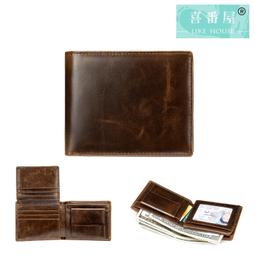 【喜番屋】真皮頭層牛皮復古RFID男士皮夾皮包錢包短夾男夾【LH765】 歷史價格詳細信息