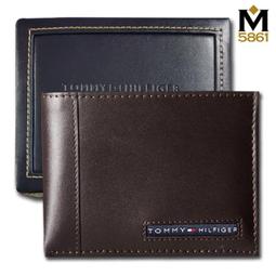 【Tommy】Tommy Hilfiger 男皮夾 牛皮夾 中標設計 獨立卡夾 大鈔夾 品牌盒裝／藍色 歷史價格詳細信息