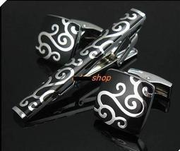 袖扣領夾套組╭☆°來福艾妮＊精美拉絲工藝銀色多款精緻領夾+袖扣套組390元 歷史價格詳細信息