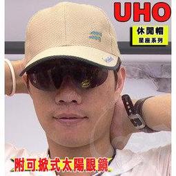 大里RV城市【UHO】運動棒球帽.透氣網帽(附可掀可拆式太陽眼鏡)鴨舌帽.高爾夫球帽.防曬遮陽帽.長帽沿/藍 歷史價格詳細信息