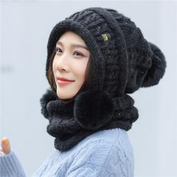 甜美韓版保暖護耳針織帽毛線帽子韓版女士兔毛帽 防寒毛帽 加厚加絨針織帽 秋冬防寒護耳帽保暖帽鴨舌帽貝雷帽 歷史價格詳細信息