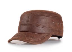 ~皮皮創~極簡百搭真皮軍帽 英倫風復古文藝小羊皮拼接休閒帽百搭個性中性帥氣時尚平頂帽 歷史價格詳細信息