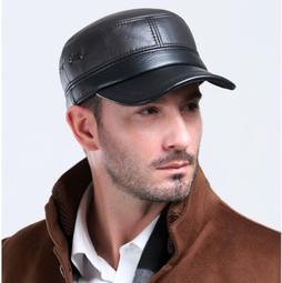 ~皮皮創~純手工牛皮帽子*英倫雅痞休閒復古百搭立體皺褶設計平頂帽真皮軍帽* 歷史價格詳細信息