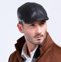 ~皮皮創~純手工捏褶子頭層牛皮軍帽歐美復古真皮軍帽雅痞休閒復古百搭立體皺褶設計平頂帽 歷史價格詳細信息