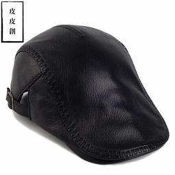 『皮皮創』原創設計手作真皮鴨舌帽。春秋冬款潮男時尚印花羊皮帽子男女薄款羊皮帽小偷帽 歷史價格詳細信息