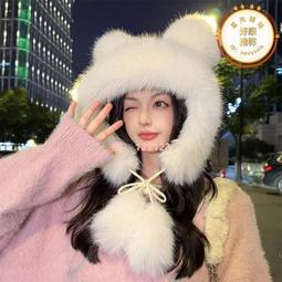 韓版可愛小毛絨帽子女款冬季加厚保暖雷鋒帽顯臉小甜美護耳帽潮 歷史價格詳細信息