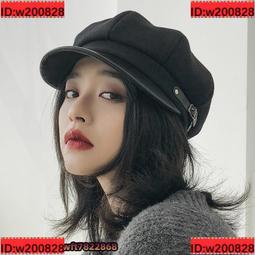 復古八角帽女皮質秋冬季毛絨貝雷帽2023新款氣質英倫PU報童帽潮 歷史價格詳細信息