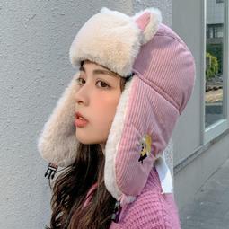 可愛小熊耳朵毛絨帽子女冬季韓版百搭顯臉小護耳帽保暖防寒雷鋒帽 歷史價格詳細信息