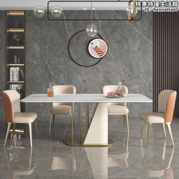 設計師亮光巖板餐桌椅組合簡約輕奢北歐方形實木家用戶型飯桌 歷史價格詳細信息