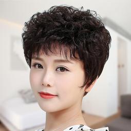 假髮短髮女真髮全真人發媽媽款中老年自然逼真短捲髮假髮全頭套 歷史價格詳細信息