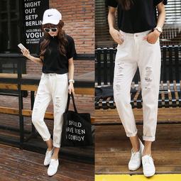 白色哈倫褲女2024夏季新款鬆緊高腰寬鬆薄款休閒九分直筒煙管褲子 歷史價格詳細信息