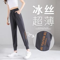 台灣現貨冰絲速乾運動褲子女夏季薄款寬鬆顯瘦大尺碼胖mm休閒九分燈籠哈倫褲  露天市集  全台最大的網路購物市集 歷史價格詳細信息
