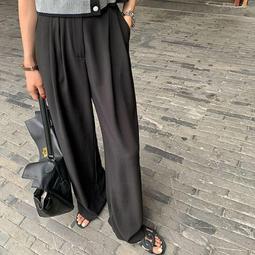 西裝褲 S~2XL 夏季 新款 西裝 闊腿褲 女 高腰 寬鬆 落地褲 西裝褲女生 寬褲 歷史價格詳細信息