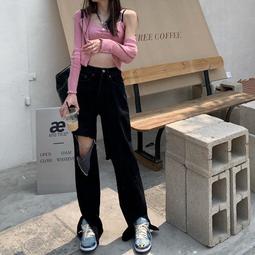 台灣現貨破洞牛仔褲 寬鬆牛仔褲 春秋韓版 高腰褲直筒褲破洞褲女寬松百搭顯瘦闊腿長褲子潮 韓版女生長褲  露天市集  全台 歷史價格詳細信息