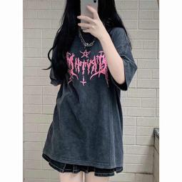 100%純棉 T恤 短袖 美式復古炸街t恤女夏學生ins原宿寬鬆小眾情侶裝短袖潮男 五分袖 歷史價格詳細信息