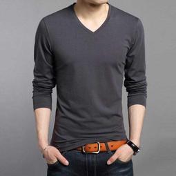 長袖T恤男V領秋裝網眼打底衫鏤空新款秋季男裝小衫秋衣上衣服-正正男裝 歷史價格詳細信息
