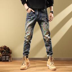 男士長褲 牛仔長褲 潮流時尚牛仔長褲 牛仔九分褲 韓版緊身窄管牛仔褲 雪花牛仔長褲 時尚潮牌長褲男 牛仔褲男 學生-潮流精選 歷史價格詳細信息